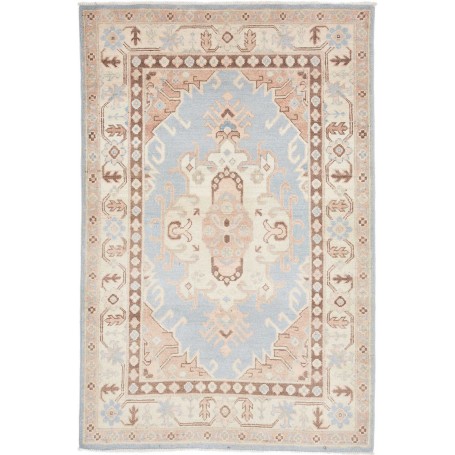 Tappeto Kazak Afghanistan Medaglione Azzurro Beige 103x157 C