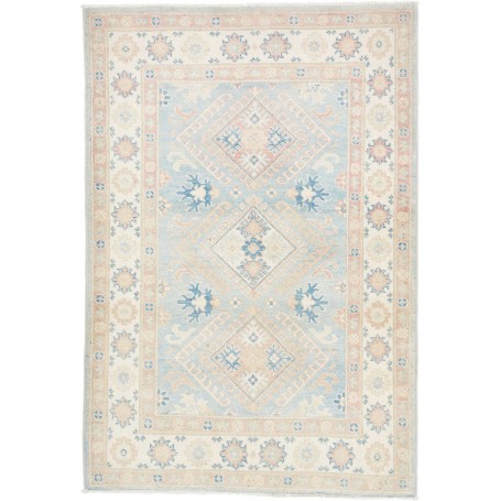 Tappeto Kazak Afghanistan Geometrico Blu Chiaro Beige 102x14