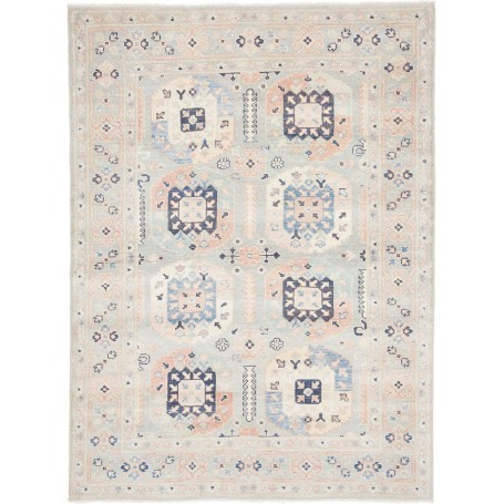Tappeto Kazak Afghanistan Astratto Verde Menta Rosa Pesca 12