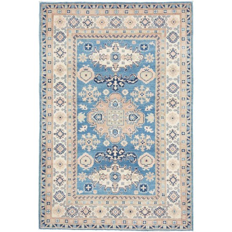 Tappeto Kazak Afghanistan Geometrico Blu Azzurro Beige 118x1