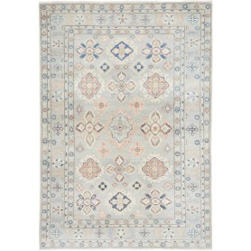 Tappeto Kazak Afghanistan Astratto Azzurro Chiaro Rosa Pesca