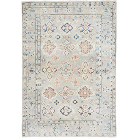 Tappeto Kazak Afghanistan Astratto Azzurro Chiaro Rosa Pesca