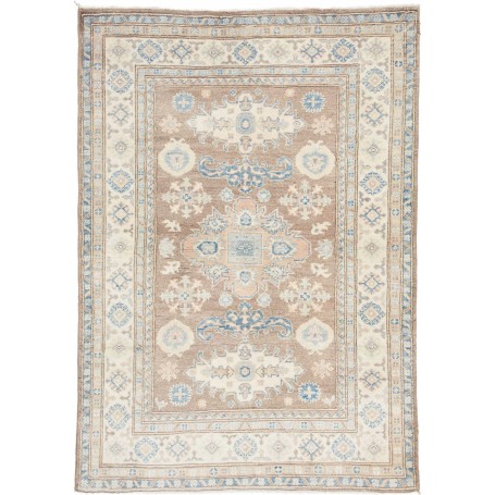 Tappeto Kazak Afghanistan Medaglione Marrone Taupe Crema 119