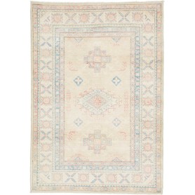 Tappeto Kazak Afghanistan Geometrico Crema Blu Pastello 104x
