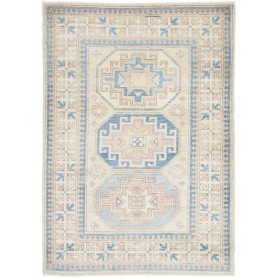 Tappeto Kazak Afghanistan Geometrico Beige Blu 105x150 Cm