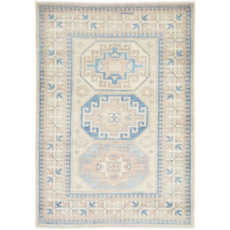 Tappeto Kazak Afghanistan Geometrico Beige Blu 105x150 Cm