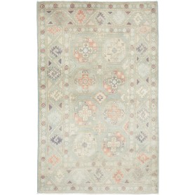 Tappeto Kazak Afghanistan Geometrico Verde Menta Salmone 97x