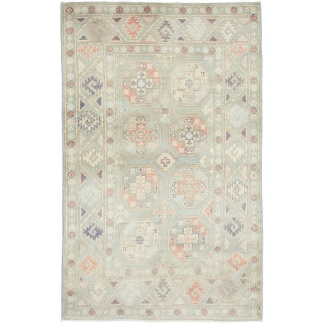 Tappeto Kazak Afghanistan Geometrico Verde Menta Salmone 97x