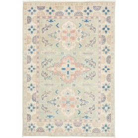 Tappeto Kazak Afghanistan Floreale Verde Salvia Crema Corall