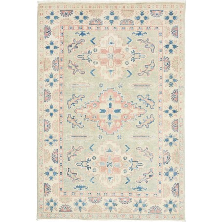 Tappeto Kazak Afghanistan Floreale Verde Salvia Crema Corall