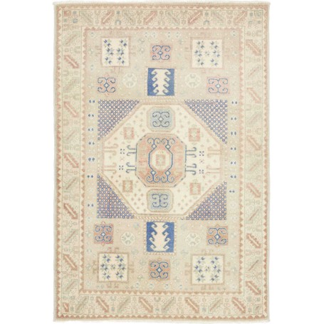 Tappeto Kazak Afghanistan Medaglione Beige Avorio Blu Terrac