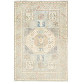Tappeto Kazak Afghanistan Geometrico Azzurro Crema Grigio Te