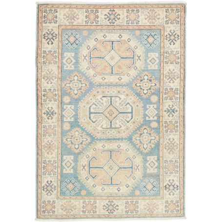 Tappeto Kazak Afghanistan Astratto Blu Chiaro Azzurro Beige