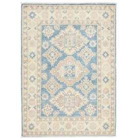 Tappeto Kazak Afghanistan Geometrico Blu Polvere Crema Avori
