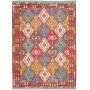 Tappeto Kilim Afghanistan Geometrico Rosso Terracotta Giallo