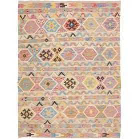 Tappeto Kilim Afghanistan Astratto Beige Crema Rosa Lavanda