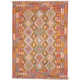 Tappeto Kilim Afghanistan Astratto Arancione Rosso Giallo Or
