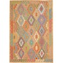 Tappeto Kilim Afghanistan Geometrico Giallo Ocra Verde Rosa