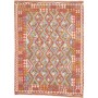 Tappeto Kilim Afghanistan Geometrico Rosso Terracotta Blu Tu