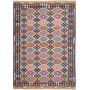 Tappeto Kilim Afghanistan Geometrico Blu Navy Turchese Aranc