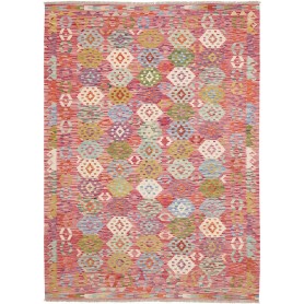 Tappeto Kilim Afghanistan Astratto Rosa Multicolore 180x247