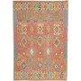 Tappeto Kilim Afghanistan Geometrico Rosso Mattone Blu Verde