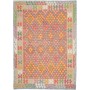 Tappeto Kilim Afghanistan Geometrico Arancione Rosa Azzurro