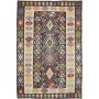 Tappeto Kilim Afghanistan Astratto Nero Beige Multicolore 16