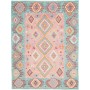 Tappeto Kilim Afghanistan Geometrico Rosa Turchese Arancione