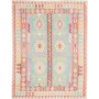 Tappeto Kilim Afghanistan Astratto Turchese Rosa Corallo Cre