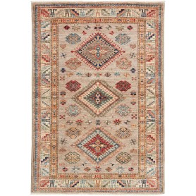 Tappeto Kazak Fine Pakistan Geometrico Beige Multicolore 101x148 Cm