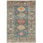 Tappeto Kazak Fine Pakistan Geometrico Verde Ottanio Arancione 103x154 Cm