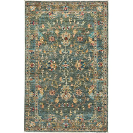 Tappeto Zigler Fine Pakistan Floreale Verde Petrolio Oro Antico 99x154 Cm