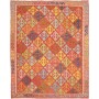 Tappeto Kilim Afghanistan Geometrico Arancione Giallo 190x235 Cm