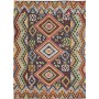 Tappeto Kilim Afghanistan Geometrico Grigio Scuro Arancione 175x240 Cm