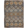 Tappeto Kilim Afghanistan Geometrico Blu Grigio Marrone Ocra 179x252 Cm