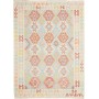 Tappeto Kilim Afghanistan Geometrico Azzurro Pastello Bordeaux 180x243 Cm