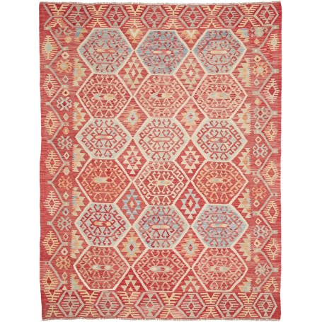 Tappeto Kilim Afghanistan Tribale Rosso Mattone Blu Cielo 180x236 Cm
