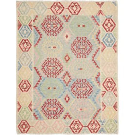 Tappeto Kilim Afghanistan Geometrico Multicolore Beige 178x229 Cm
