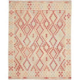 Tappeto Kilim Afghanistan Astratto Beige Terracotta 187x227 Cm