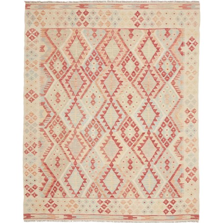 Tappeto Kilim Afghanistan Astratto Beige Terracotta 187x227 Cm
