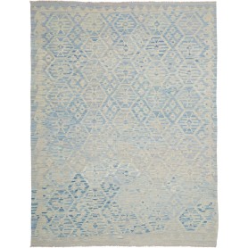 Tappeto Kilim Afghanistan Geometrico Azzurro Crema 188x240 Cm