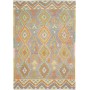 Tappeto Kilim Afghanistan Geometrico Grigio Lavanda Arancione 170x242 Cm