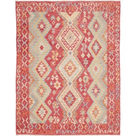 Tappeto Kilim Afghanistan Geometrico Rosso Azzurro Chiaro 179x232 Cm