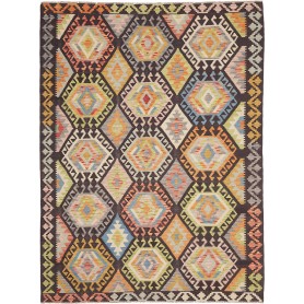 Tappeto Kilim Afghanistan Geometrico Marrone Scuro Multicolore Pastello 174x231 Cm