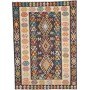 Tappeto Kilim Afghanistan Geometrico Marrone Scuro Multicolore 175x242 Cm