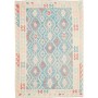 Tappeto Kilim Afghanistan Geometrico Blu Celeste Crema 176x242 Cm