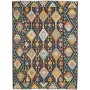 Tappeto Kilim Afghanistan Geometrico Nero Multicolore Pastello 175x237 Cm
