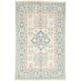 Tappeto Kazak Afghanistan Geometrico Crema Blu Chiaro 61x94 Cm