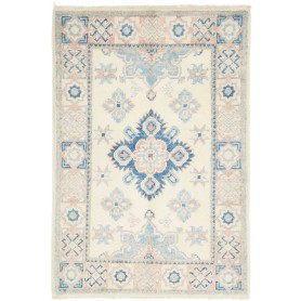 Tappeto Kazak Afghanistan Geometrico Crema Blu 62x90 Cm